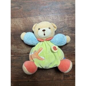 Kaloo Baby Soft Toy Plush Tan Teddy Bear Round Green orange Turtle blue collar